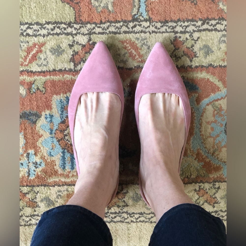 Everlane Suade slingback flats in pale pink Size 7